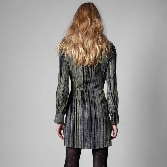 NWT Zadig & Voltaire | “Rain Glitter” Silk-Blend Mini Dress - Picture 4 of 16
